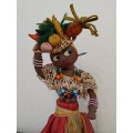 Vintage Bonecas Tipicas Brazilian Felt Doll 1940`s. Head Fruit Basket