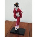 Vintage Folk Art Doll: Japanese Doll on wooden stand