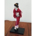 Vintage Folk Art Doll: Japanese Doll on wooden stand