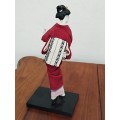 Vintage Folk Art Doll: Japanese Doll on wooden stand