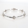 18ct White Gold Diamond Flower Bracelet