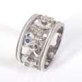18CT WHITE GOLD SAPPHIRE AND DIAMOND ELEPHANT RING
