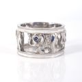 18CT WHITE GOLD SAPPHIRE AND DIAMOND ELEPHANT RING