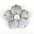 14CT YELLOW GOLD MOTHER OF PEARL, MABE PEARL AND DIAMOND BROOCH