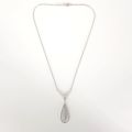 18CT WHITE GOLD DIAMOND DROP PENDANT AND BOX LINK NECKLACE