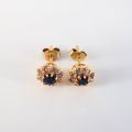 14CT BLUE AND WHITE CUBIC ZIRCONIA CLUSTER STUDS