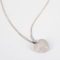 18CT WHITE GOLD DIAMOND BY THE MILE NECKLACE AND DIAMOND PUFF PAVE HEART