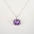 14CT WHITE GOLD AMETHYST AND DIAMOND NECKLACE