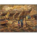 De Wet Matthee "Fishermans Village" Oil Painting