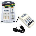 LED charger for AA and AAA with 4pcs Rechargeable Battery AA