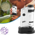Handheld Magnifier Pocket Microscope Monocular Zoom HD Ticket Comes with LED Lighting Gift