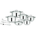 15PCS Cookware Sets Stainless Steel Cooking Pot Set with Kitchen Utensils