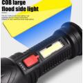 Rechargeable Flashlight Led Flash + Cob Side Light