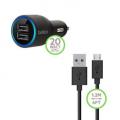 20W Dual Port Car Charger With Micro Usb Cable