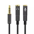 3.5mm Stereo Audio Headphone Jack Male To Female Headphone Microphone Y Splitter Cable Adapter 2-In-