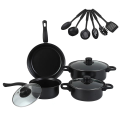 13Pcs Cast Iron Pots and Pan Set Non-Stick Frying Cooking Pots Cookware with Utensils for Kitchen