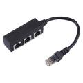 Rj45 Splitter Ethernet One Male To Three Female Extension Cable