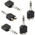 100-Piece 6.35mm Stereo Audio Plug To 2 Rca Female Splitter Adapters