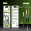 As-51184 Lightning Pin For Ios To Dual Male 6.35 Cable 1.5m