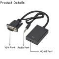 1080P Hd Vga To Hdmi With 3.5mm Audio Adapter Cable Se-Cl01