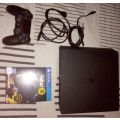 PS4 500gb slim console *in perfect condition* with all cables, 1 remote and a game
