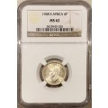 S. Africa: 1948 KGVI 6D (Sixpence) NGC Certified MS62