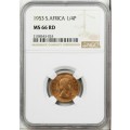 S. Africa: 1953 QEII 1/4 Penny (Farthing) NGC Certified MS66RD