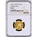 S. Africa: 1892 ZAR Gold Double Shaft Pond NGC Certified MS63