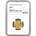 S. Africa: 1894 ZAR Gold Pond NGC Certified MS61