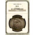 S. Africa: 1948 KGVI 5 Shillings (Crown) NGC Certified MS65