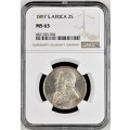 S. Africa: 1897 ZAR 2 Shillings (Florin) NGC Certified MS63