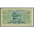 S. Africa (Reserve Bank): ND(1951/58) MH De Kock 1 Pound Color Trial Specimen Note