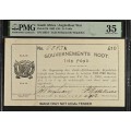 S. Africa (Pre-Reserve Bank): 1902 ZAR Te Velde 10 Pounds PMG Certified VF35