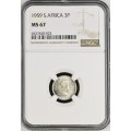 S. Africa: 1959 QEII 3D (Tickey) NGC Certified MS67