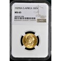 S. Africa: 1929 KGV Gold Pound/Sovereign NGC Certified MS65