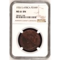 S. Africa: 1926 KGV 1 Penny NGC Certified MS61BN