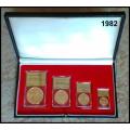 1982 4 Coin Gold Proof Krugerrand set - 1,  1/2,  1/4,  1/10 ounce, Graded and Slabed