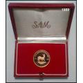 1989  1/2 Ounce Proof Gold Krugerrand Presented in a S.A Mint Red Box.