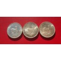 SET OF 3 X SILVER UNION 5 SHILLINGS / CROWNS. 80% SILVER. 1947/48/49. BID IS PER COIN TO TAKE ALL 3.