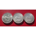 SET OF 3 X UNCIRCULATED 1948 SILVER CROWNS. 80% SILVER. BID IS PER COIN TO TAKE 3.