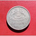 1966 LESOTHO SILVER (90%) 50 LICENTE COIN. CROWN SIZE. 28.1 GRAMS.