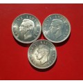 SILVER CROWN SET IN MINT STATE CONDITION. 1947/48/49. BID IS PER CROWN TO TAKE 3.