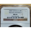 2000 SOMALIA 25S MANDELA MEDALLION. MS64. NGC. BEAUTIFUL.