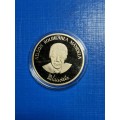 MANDELA LONG WALK TO FREEDOM / ROBBEN ISLAND GOLD PLATED PROOF MEDALLION. 2 AVAILABLE.