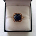 BLUE SAPPHIRE & DIAMOND RING set in 9ct ROSE GOLD ~ Valued @ R5,000 Selling @ R3,000