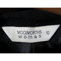 WOOLWORTHS BLACK WOOL MILITARY STYLE JACKET ~ FULLY LINED Size 10