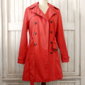 TRENDY COTTON TWILL TRENCH COAT - CORAL