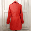 TRENDY COTTON TWILL TRENCH COAT - CORAL