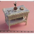 Dollhouse Miniature 1:12" scale - wicker table with faux tiled top. All handmade!