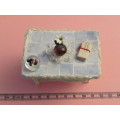 Dollhouse Miniature 1:12" scale - wicker table with faux tiled top. All handmade!